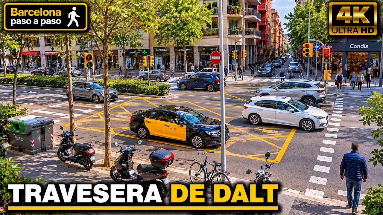 Travesera de Dalt | Paseos por Barcelona 4K | Distrito de Gràcia | España