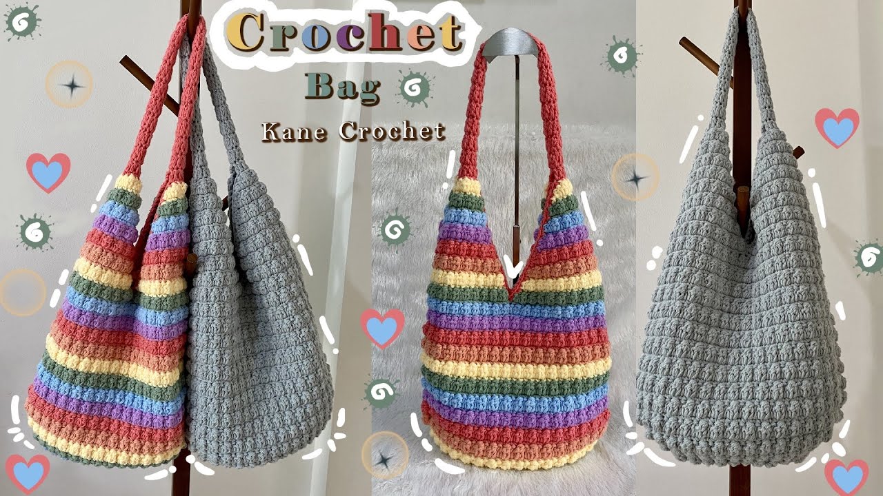 CROCHET BAG 🎈 Bobble Stitch Crochet Shoulder Bag Tutorial 🎈