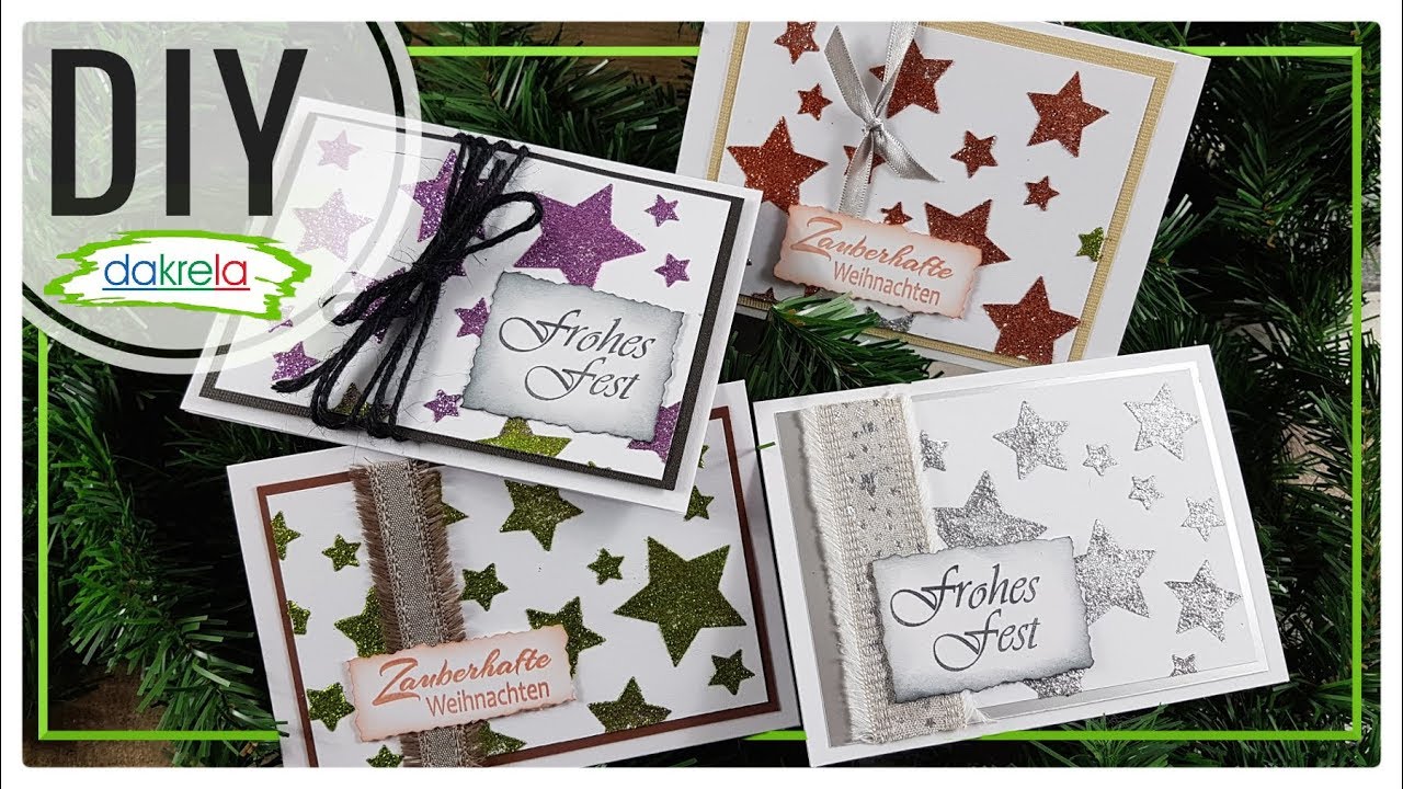 Glitzer Weihnachtskarten mit Papier basteln - Kartenbasteln DIY [Tutorial | Anleitung | deutsch]
