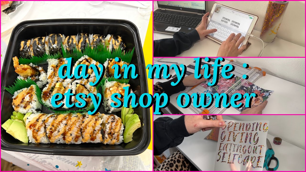 day in the life as an etsy shop owner: prepping taraboxes, sushi class, cleaning