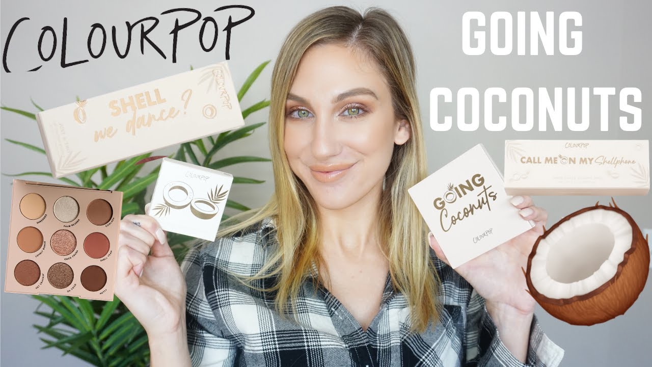 COLOURPOP GOING COCONUTS COLLECTION   SWATCHES OF EVERYTHING + DEMO!