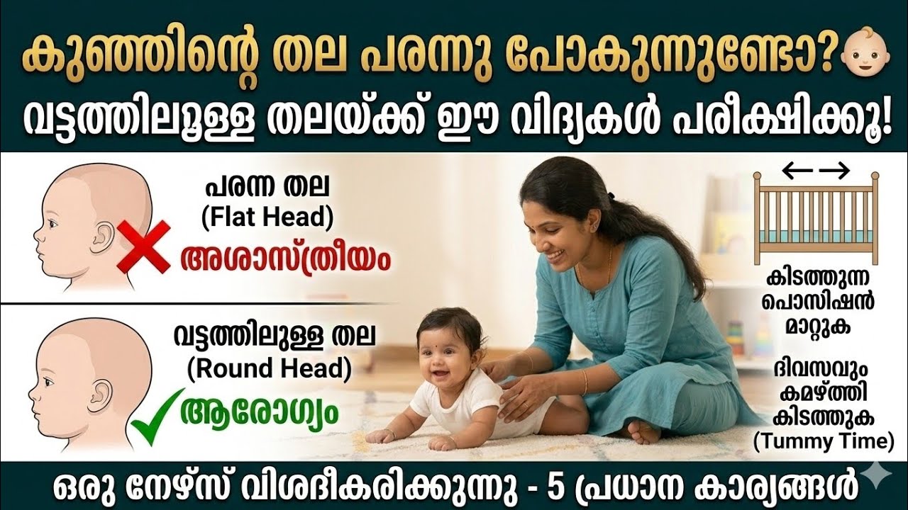കുഞ്ഞിന്റെ തല പരന്നു പോകുന്നുണ്ടോ? 👶 വട്ടത്തിലുള്ള തലയ്ക്ക് ഈ വിദ്യകൾ പരീക്ഷിക്കൂ!