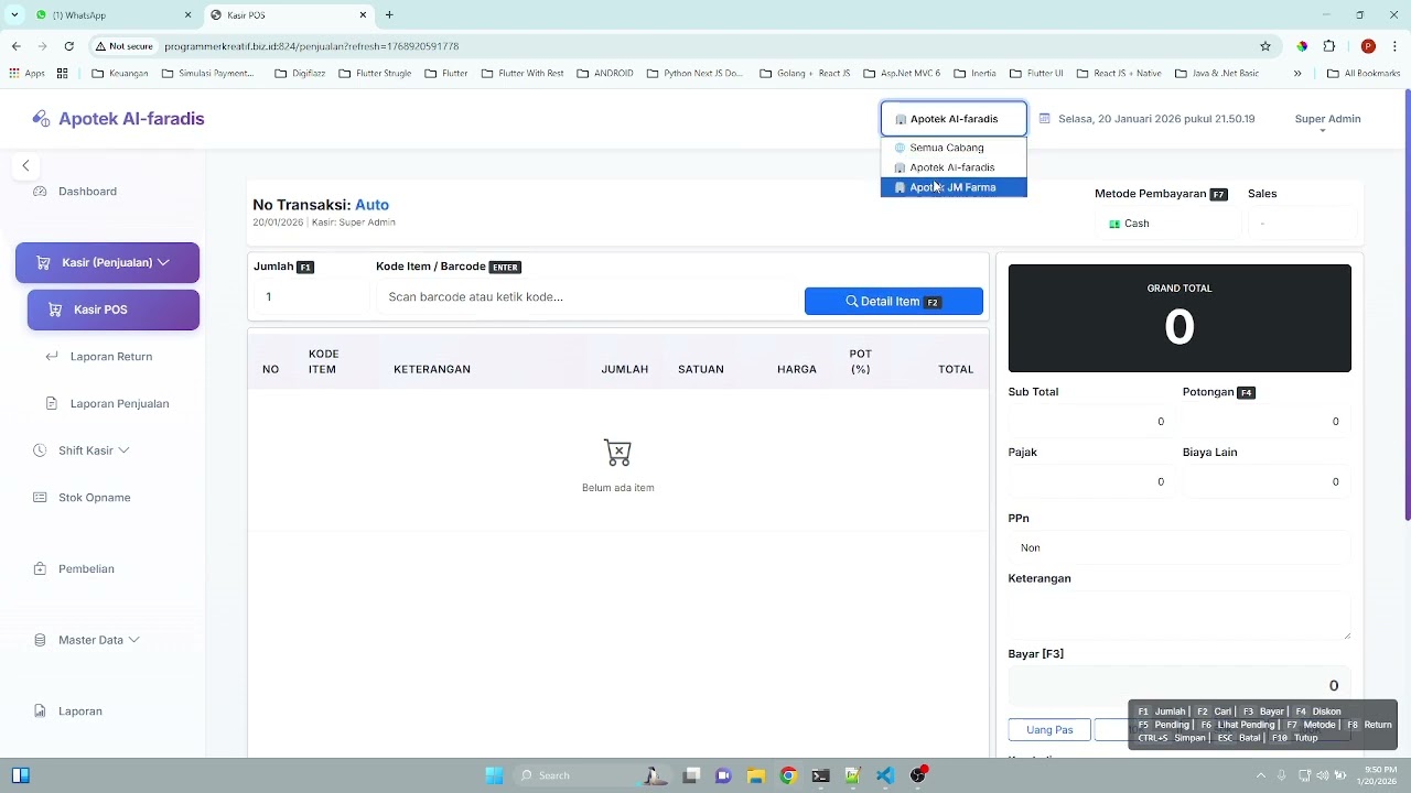 Revisi + Penambahan fitur pending agar bisa multi cabang - Client Johan Lombok