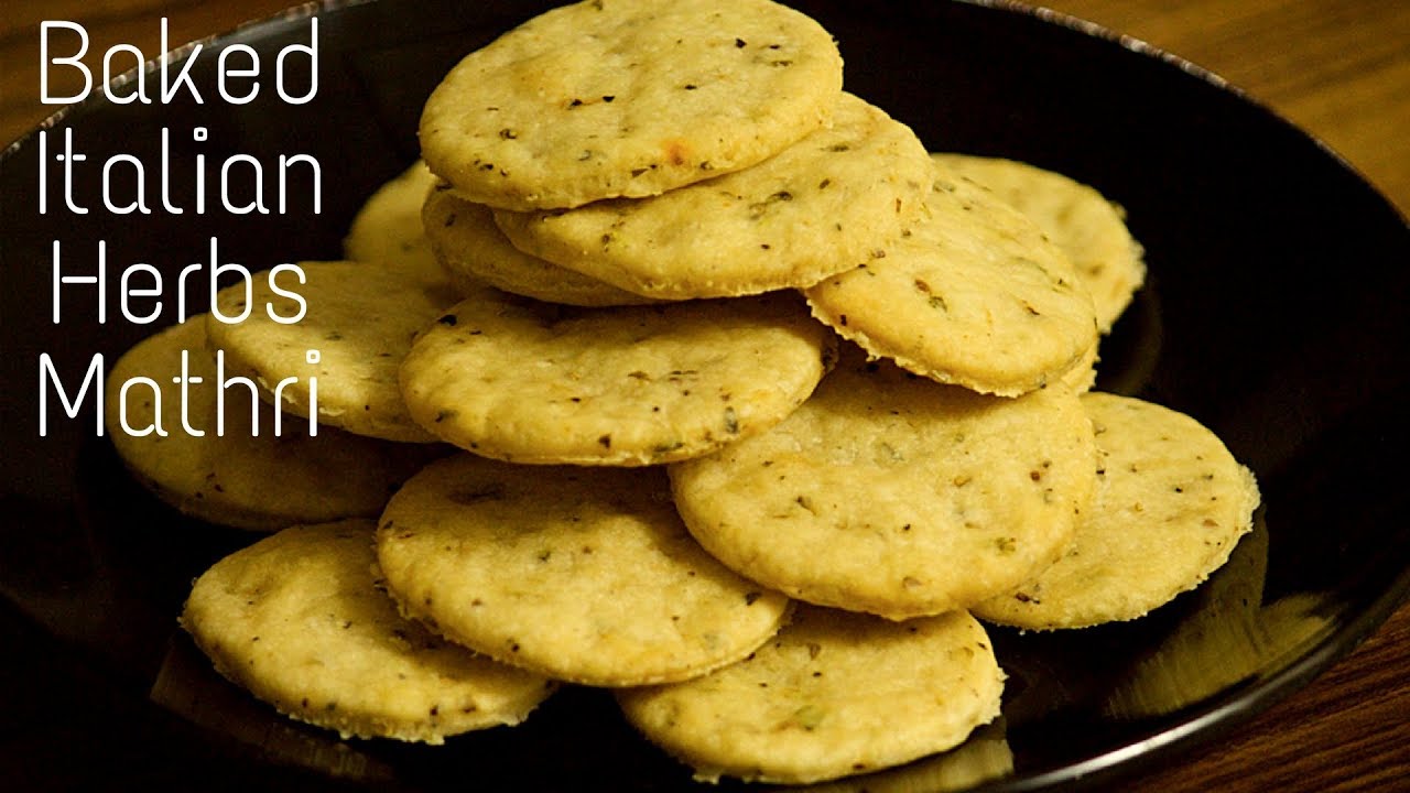 Baked Italian Herbs Mathri | Healthy Baked Mathri Recipe | Healthy Low Calorie Snacks For Diwali