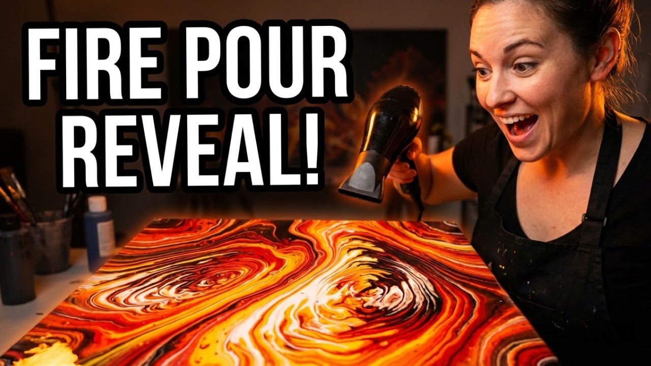 Glowing Fluid Pour Art on Fire! - Beautiful Acrylic Pouring Technique For Home Decor
