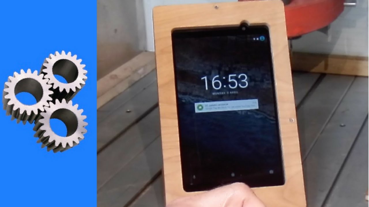 Making a tablet holder from wood.