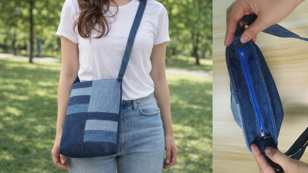 DIY Patchwork Crossbody Bag with Recessed Zipper | Crossbody Bag Sewing Tutorial #handmade #diy