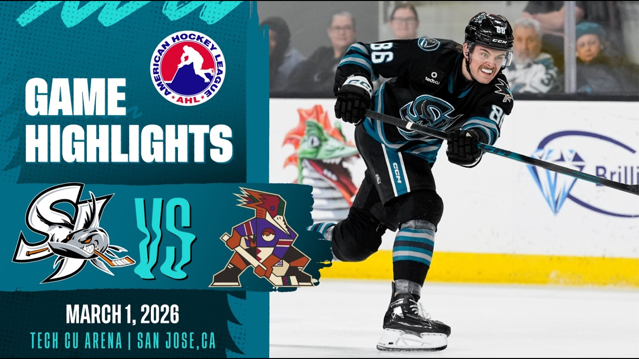 AHL HIGHLIGHTS | San Jose Barracuda vs. Tucson Roadrunners | March 1, 2026