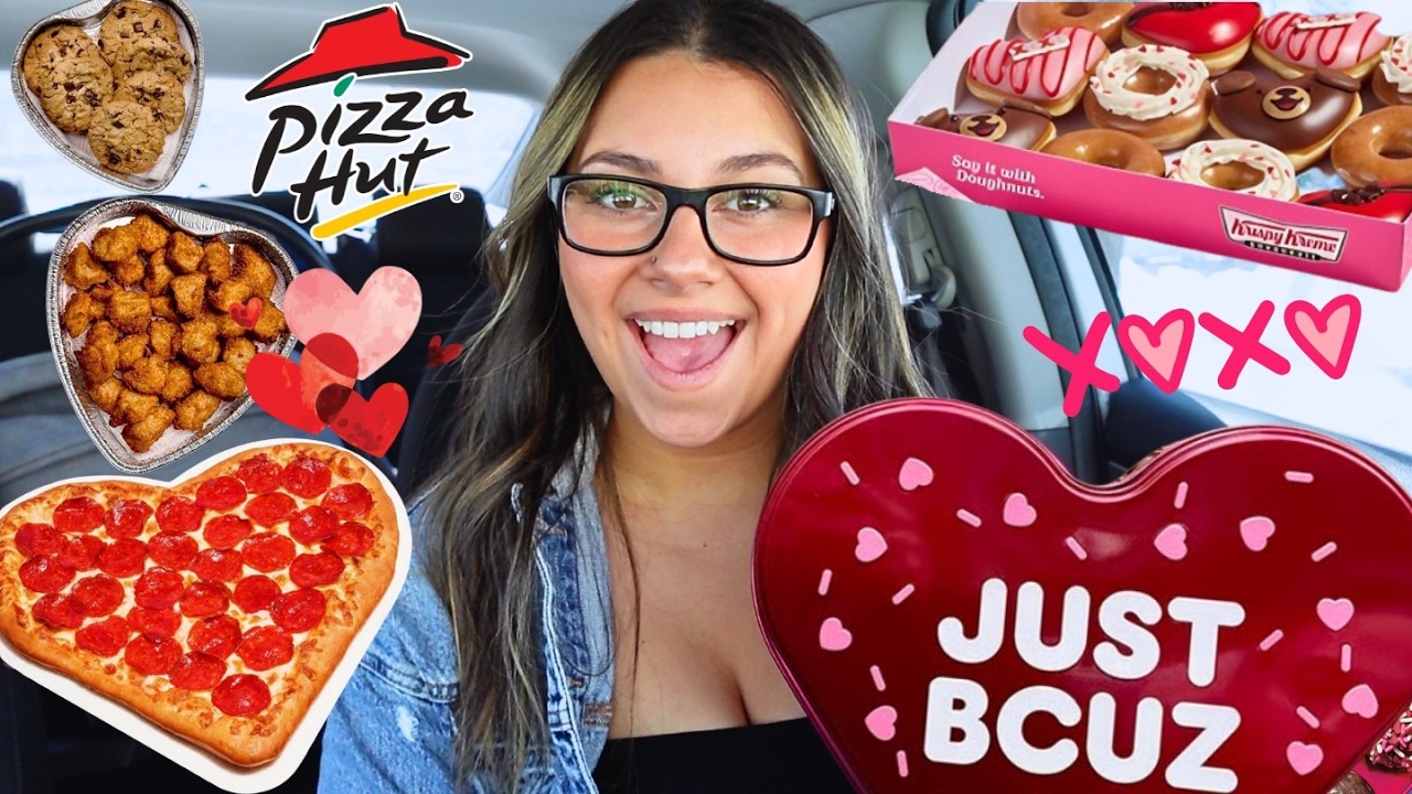 I Ate *HEART SHAPED* Valentine's Day food for 24 HOURS!!