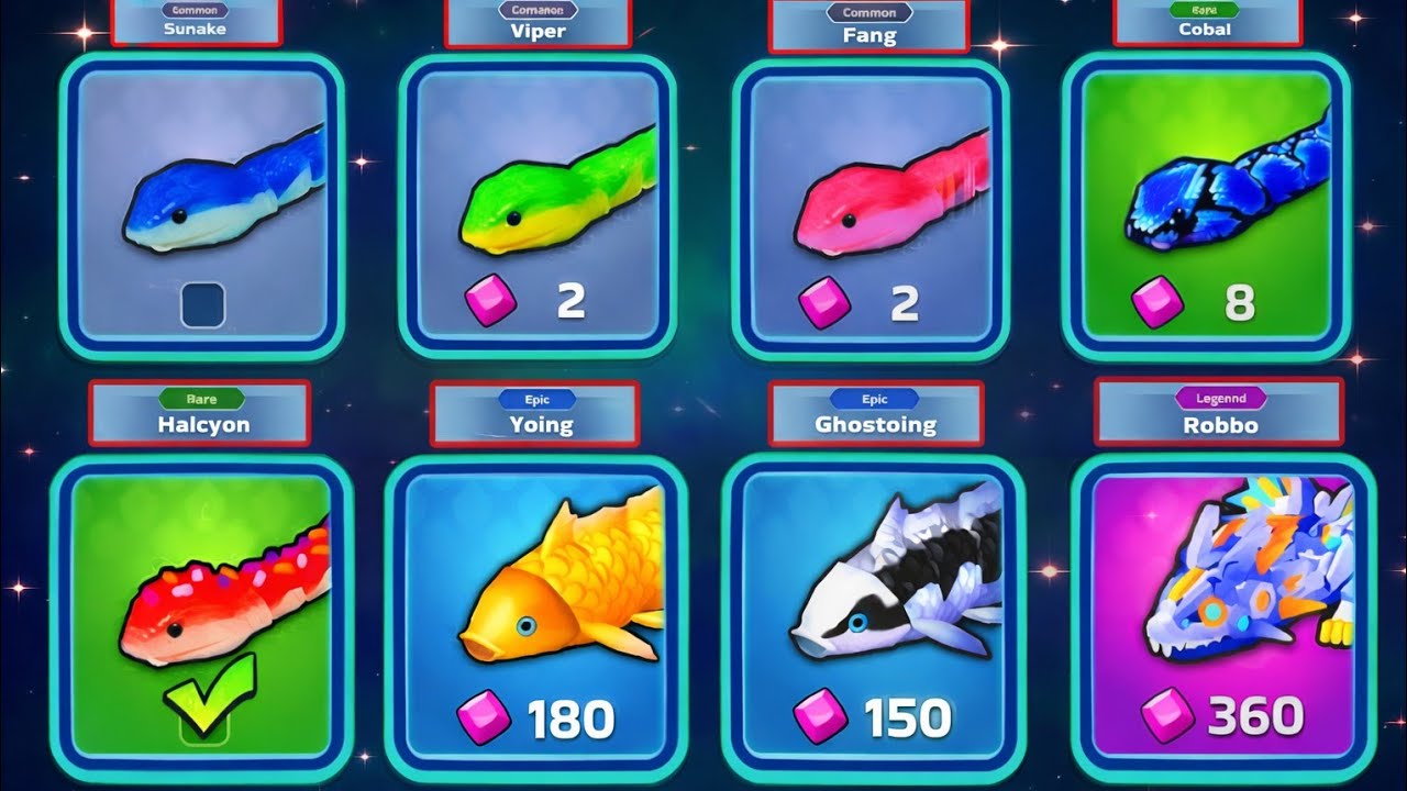 ALL MAX LEVEL Snake Skins Compared! COMMON vs RARE vs EPIC vs LEGENDARY vs VIP –Snake Clash IO!🐍#166