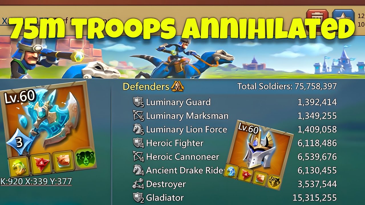Lords Mobile - Big hits from 3 emperor account. 75m Troops disappearing fast. IGG need to nerf us