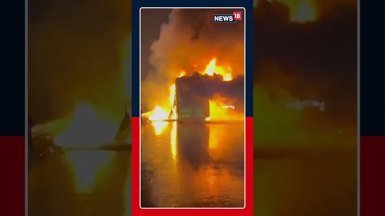 Bus from Hyderabad to Bengaluru catches fire after collision with two-wheeler | N18S