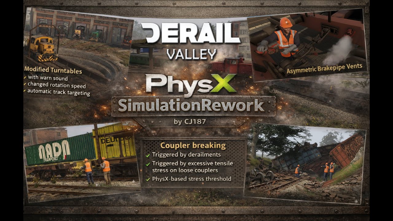 Derail Valley - PhysxSimulationRework - Asymmetric Brake Pipe Venting - WIP