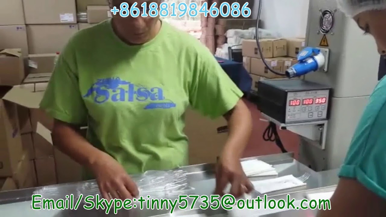 napkin fork packing machine，250X flow pack machine,Spoon/napkin/fork wrapping machine