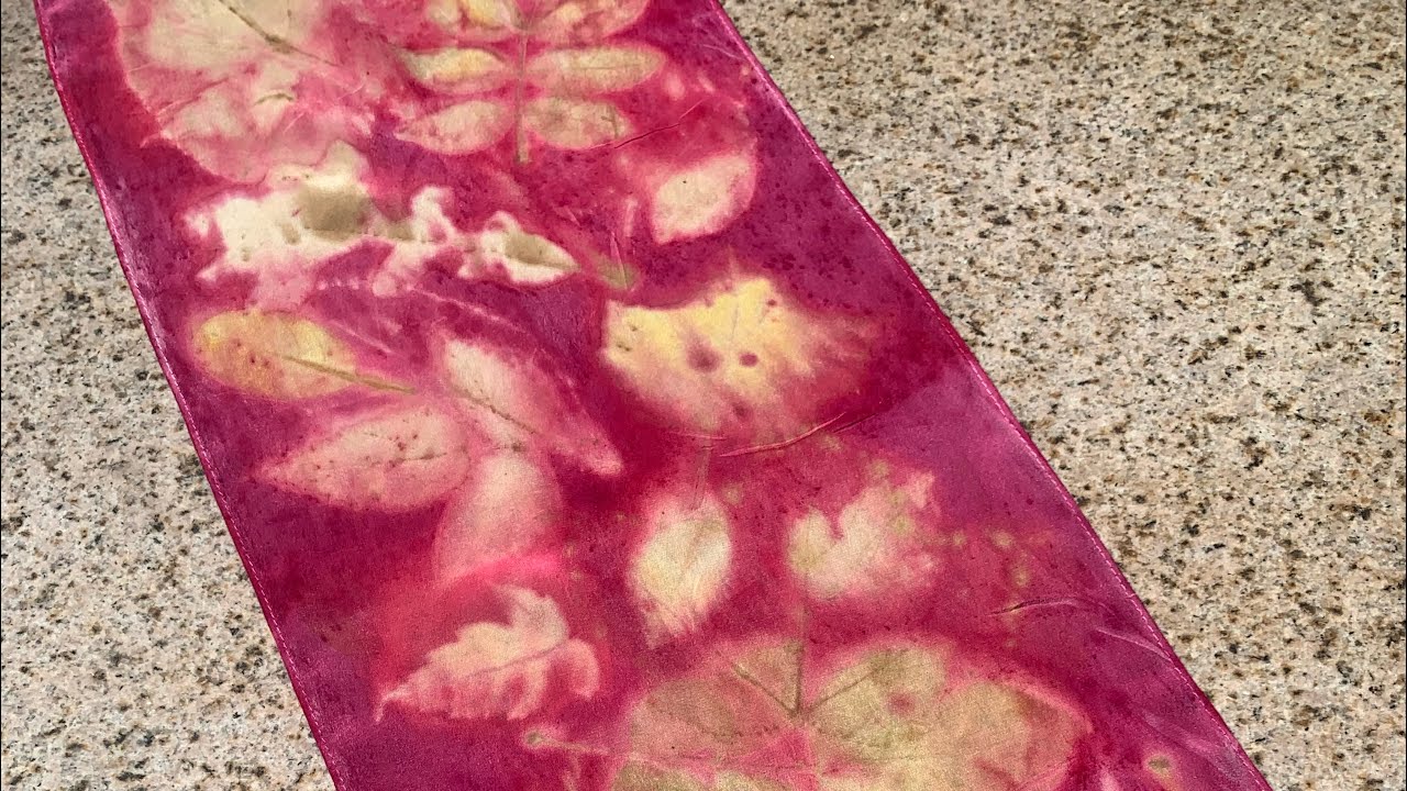 Botanical printing on silk scarf.
