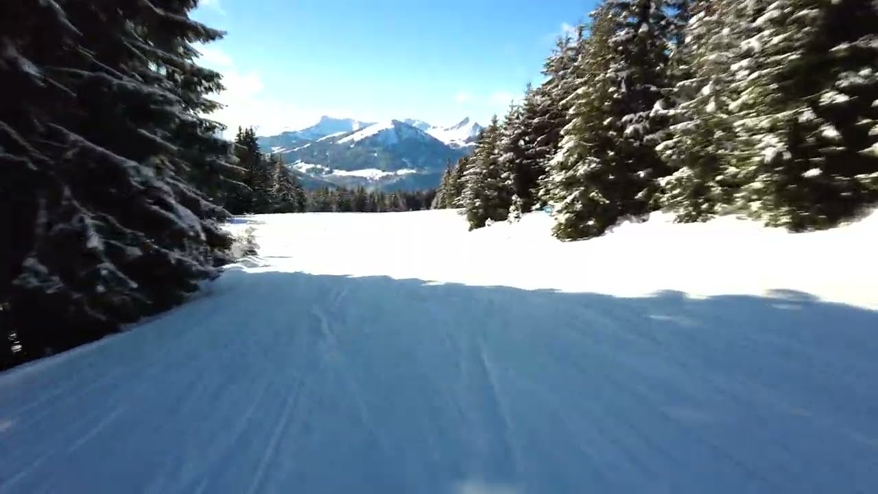 [4K] Séraussaix (Green) + Zore (Blue) Ski Pistes, Avoriaz, Portes du Soleil, France