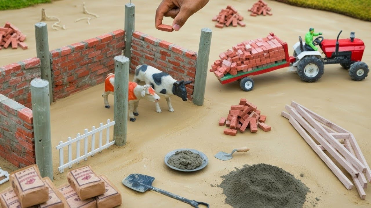 Amazing Diy Tractor Making Cow home with Mini Bricks and Cement @daicreator1 