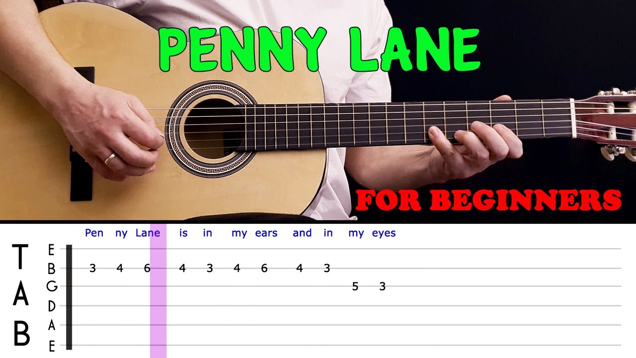 PENNY LANE | Easy guitar melody lesson for beginners (with tabs) - The Beatles