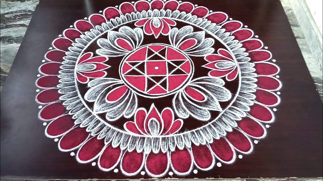 Thai poosam special simple big rangoli//Thai madham rangoli design//Simple daily rangoli//Lathakolam