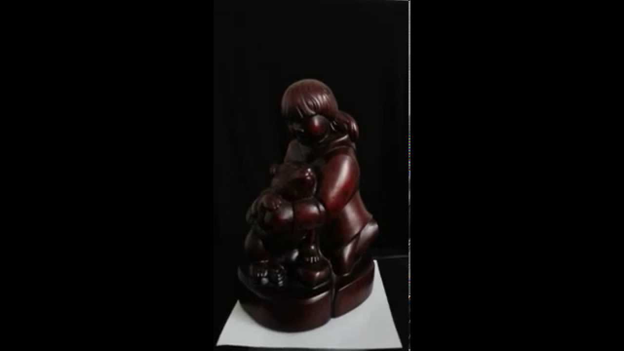 Collectenea Collectibles:  Mcphee Boma Inuit Eskimo Girl with Bear Dog Sculpture