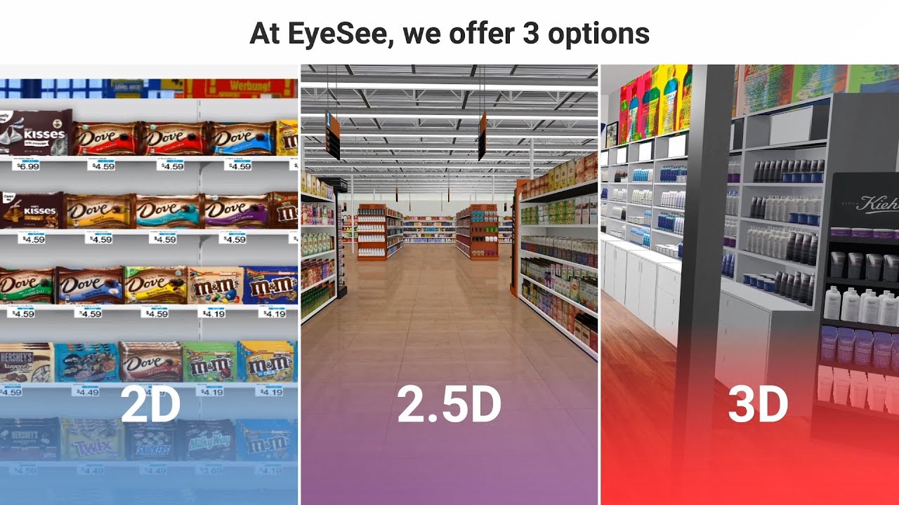 EyeSee virtual store: 2D, 2.5D and 3D option