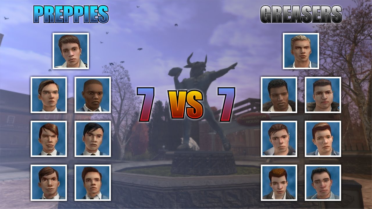 BULLY SE : Preppies (with Johnny, no Bif) vs Greasers (with Derby, no Peanut) Full HD