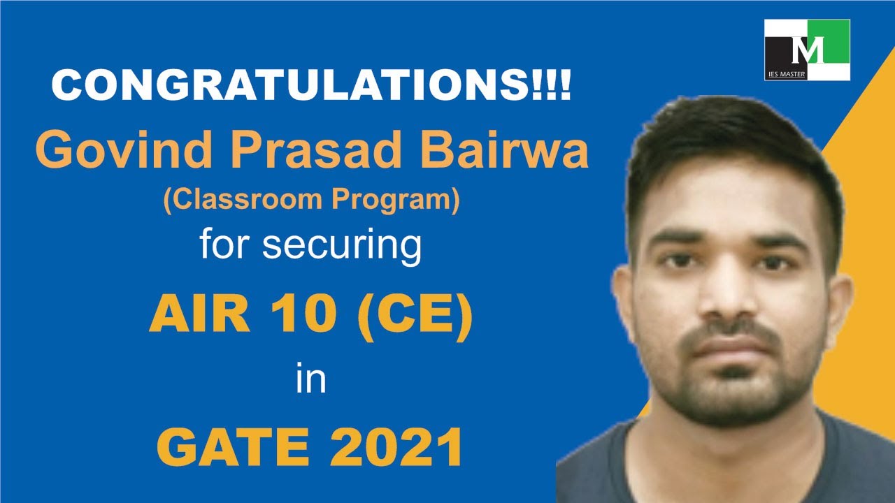 Govind Prasad Bairwa AIR 10 CE- IES MASTER Classroom Student