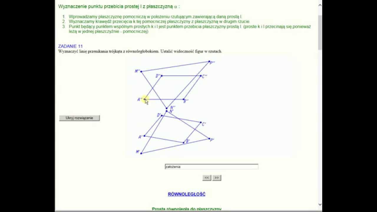 gw4_1 (GW 9/19)  punkt przebicia, krawędź przecięcia, prostopadłość, równoległość