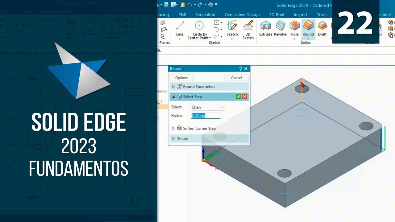 Comando Extrude | Solid Edge 2023 Fundamentos