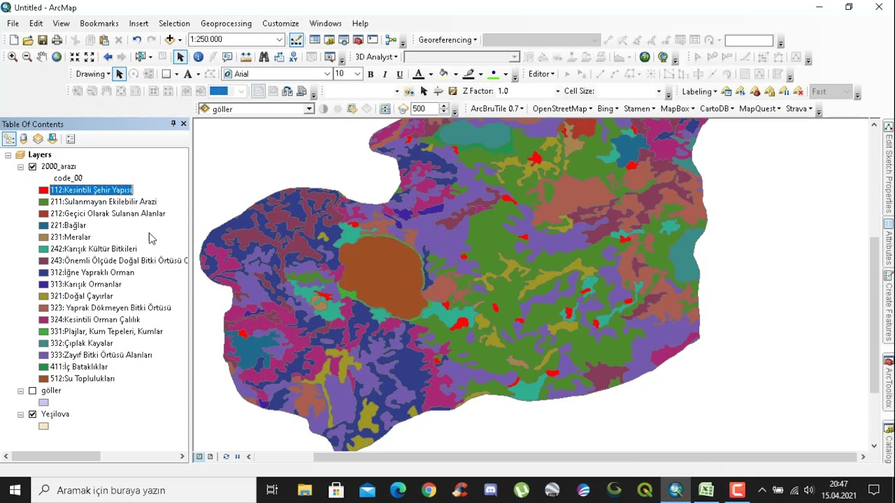 ArcGIS Arazi Kullanımı Haritası Yapımı (Corine)