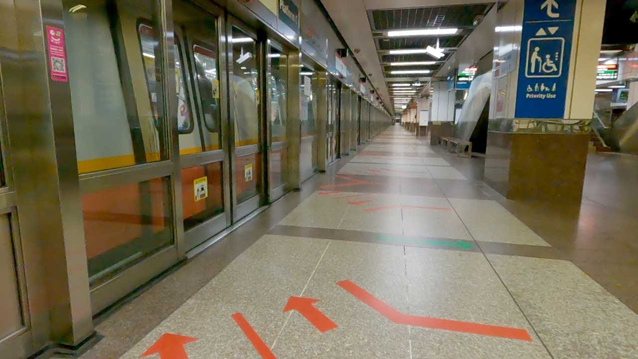 Singapore MRT ride from City Hall to Marina South Pier train station 1 of 2