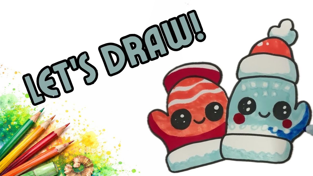 How to Draw Cute Winter Gloves 🧤 Easy Drawing for Kids