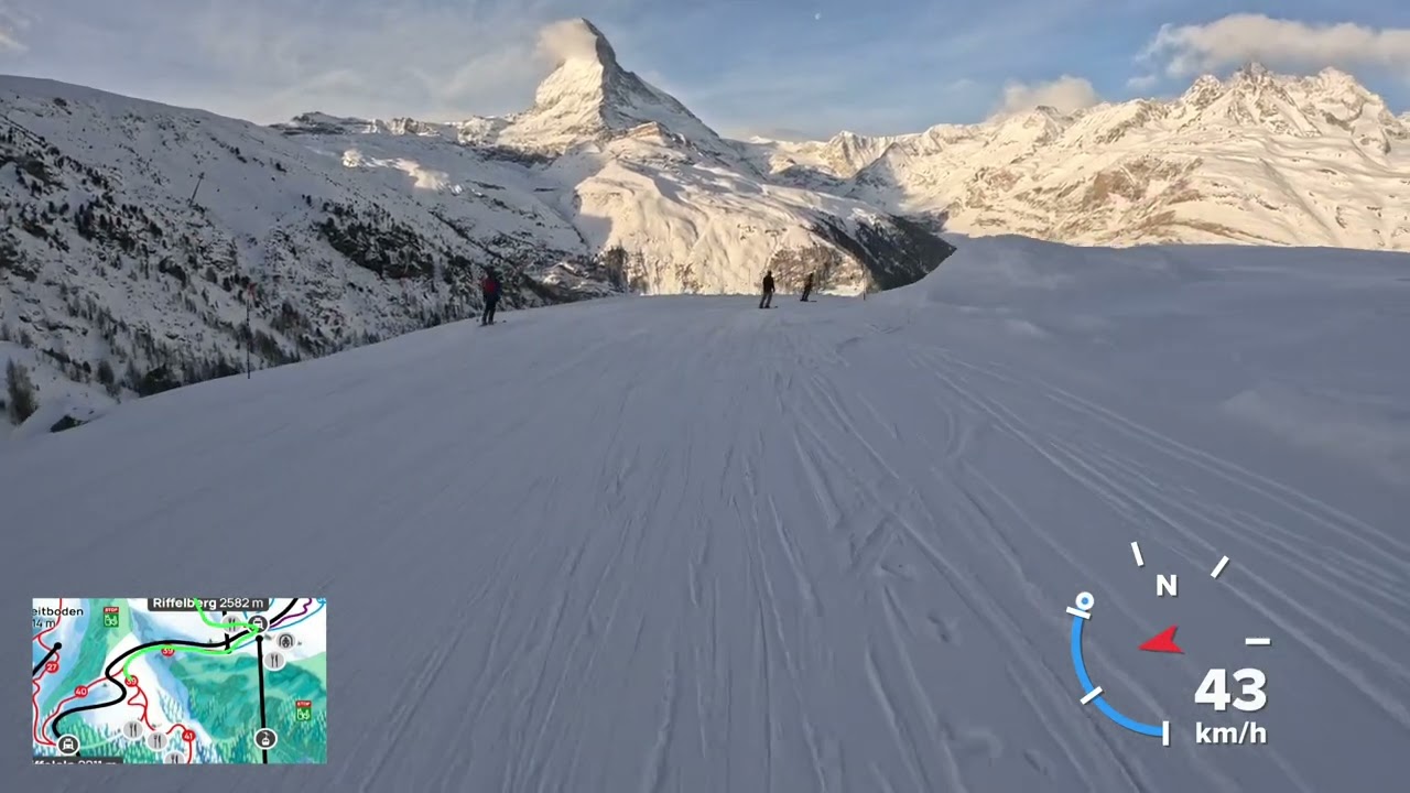 Zermatt 4K POV 100 km/h fast ski run (Gornegrat, Gifthittli - Schweigmatten)