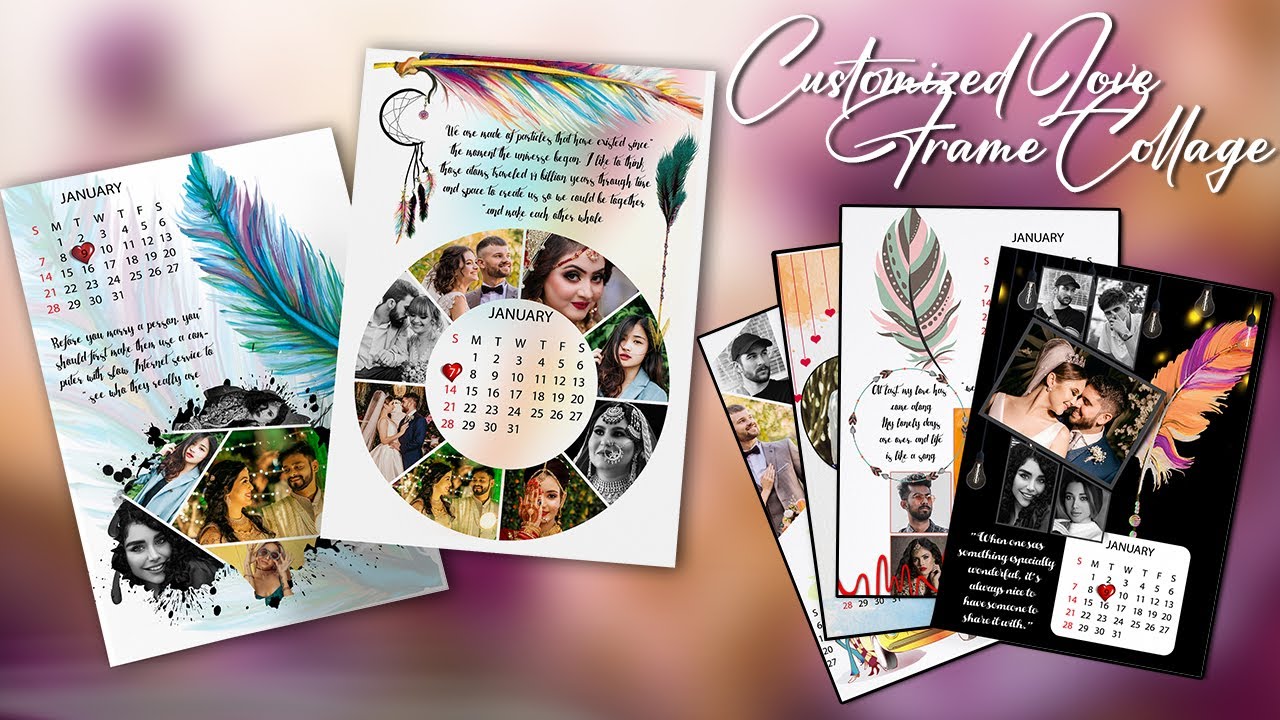Customized Love Frame Collage PSD l Customized photo frame l Creative photo Collage