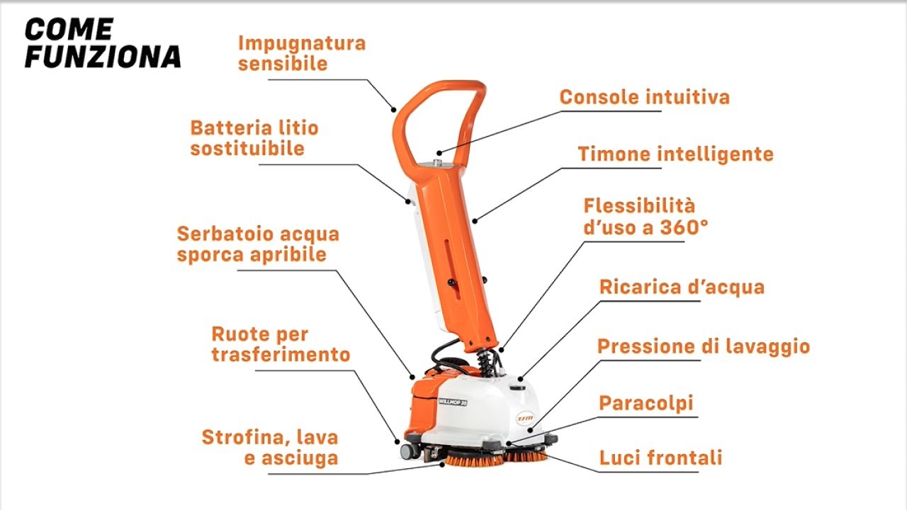 WILLMOP 35: Video Manuale d'uso – Lavapavimenti verticale