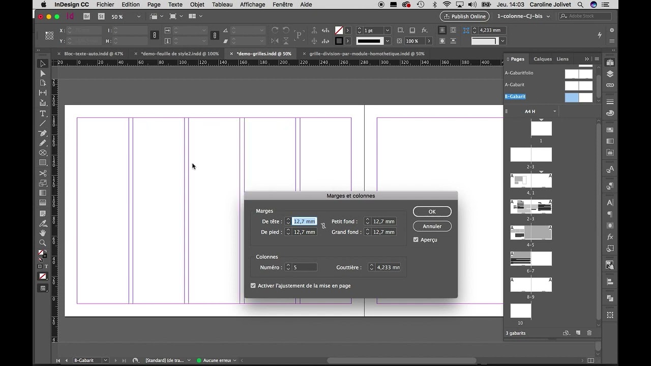 03_Indesign, structure, les grilles modulaires, les repères, colonnes...