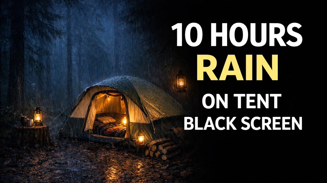 🌧️ Rain on Tent at Night ⛺ BLACK SCREEN | 10 HOURS Cozy Rain for Deep Sleep, Insomnia & Relaxation
