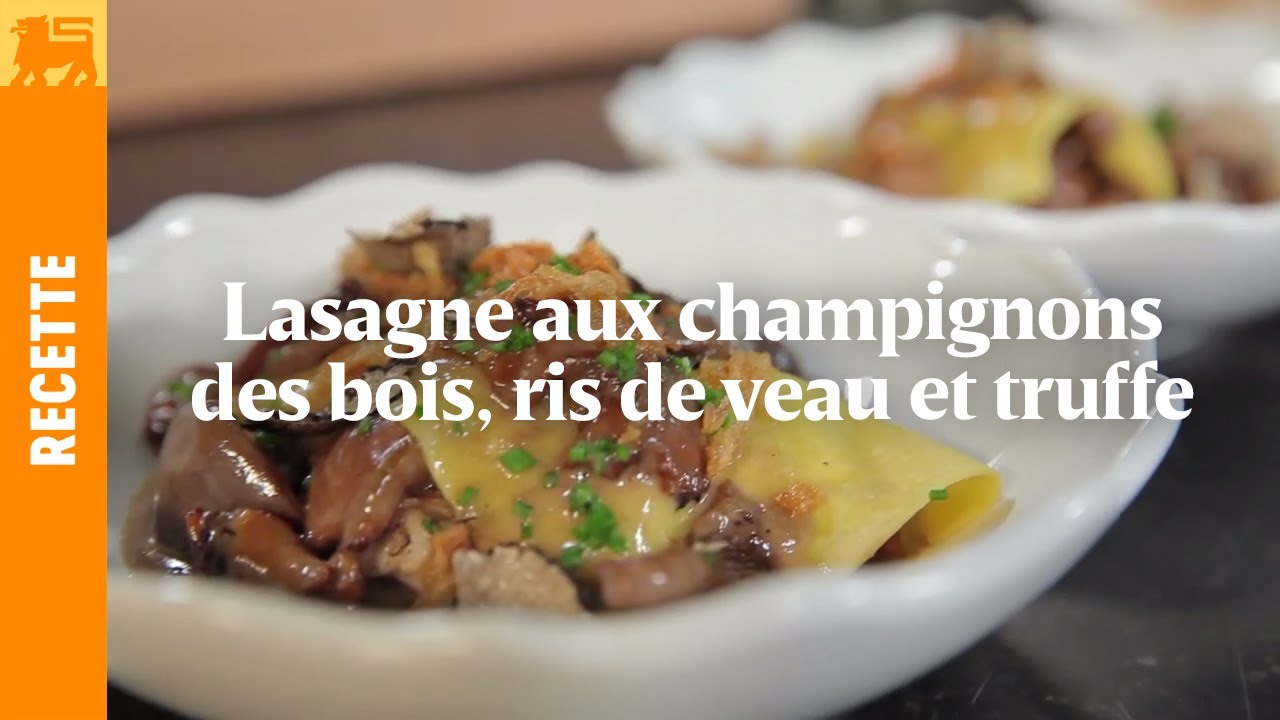 Lasagne aux champignons des bois, ris de veau et truffe