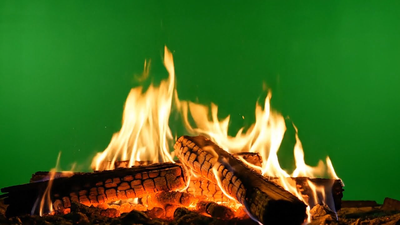 Burning Firewood Green Screen Effect