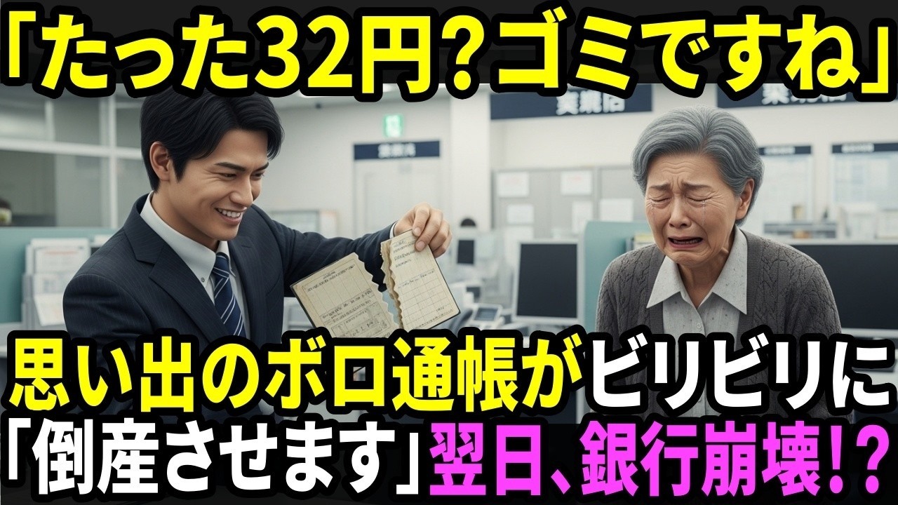 銀行員「捨てときますねw」と思い出の詰まったボロ通帳を捨てられたお婆さん「…倒産させます」翌日、2000億解約で銀行が破綻の危機に…