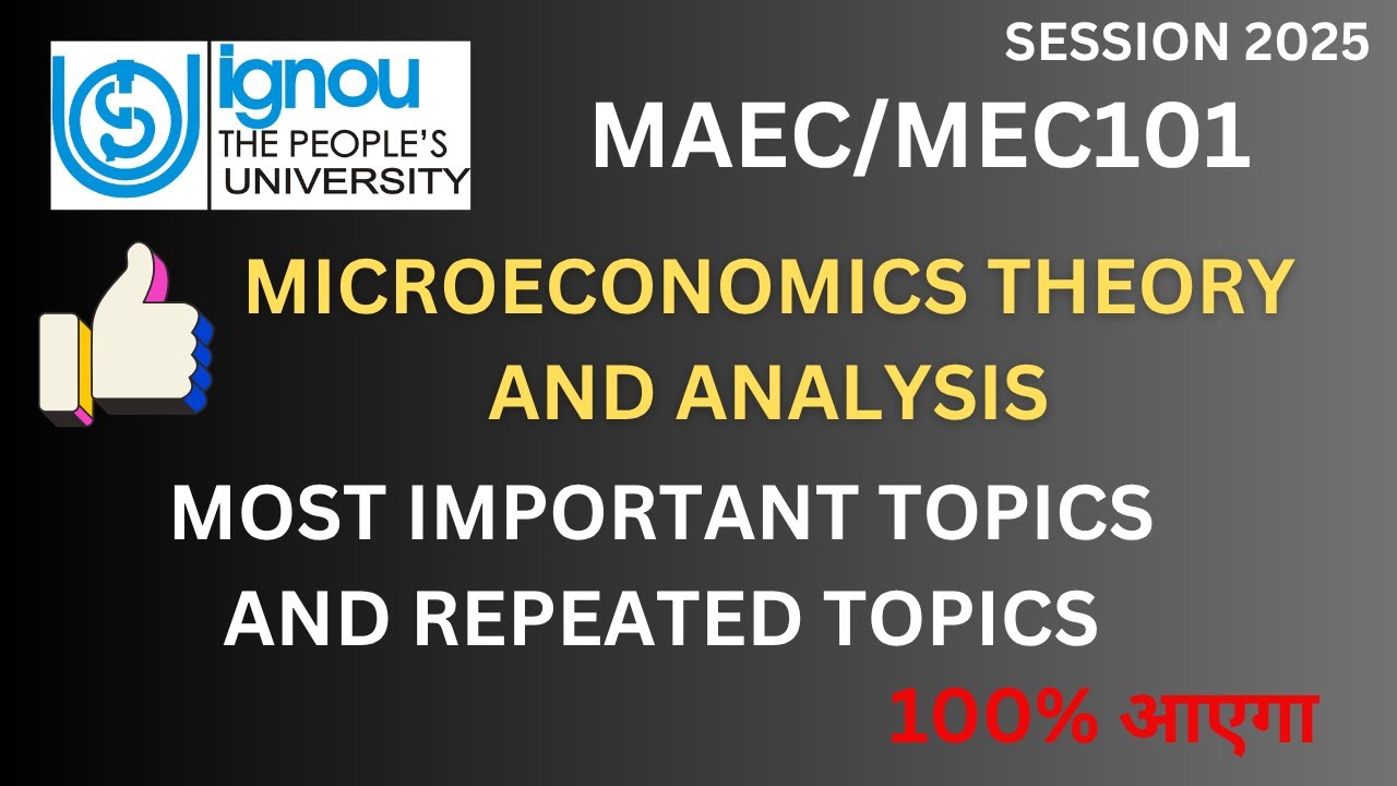 MEC101, MOST IMPORTANT TOPICS, MOST REPEATED TOPICS, IGNOU, MICROECONOMIC THEORY AND ANALYSIS, MAEC