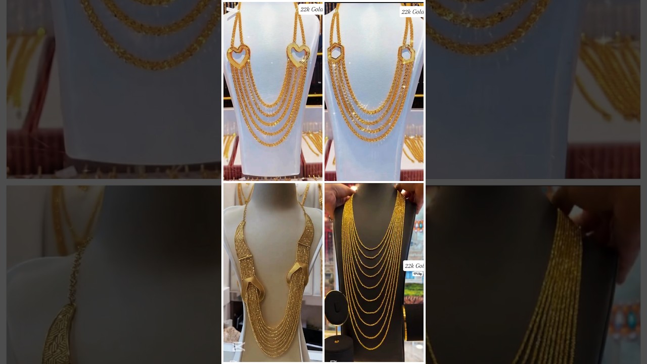 Gold Bridal Long necklace set #necklace #gold #shorts  #22kgoldjewelry #goldjewellery #goldnecklace