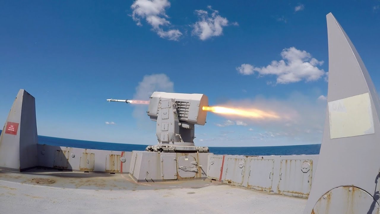 USS Arlington (LPD 24) Fires a Rolling Airframe Missile