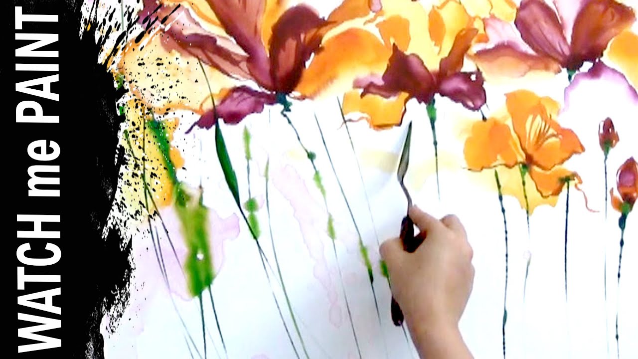 Acrylicpainting timelapse painting - Ink - acryl malen - satisfying floral art