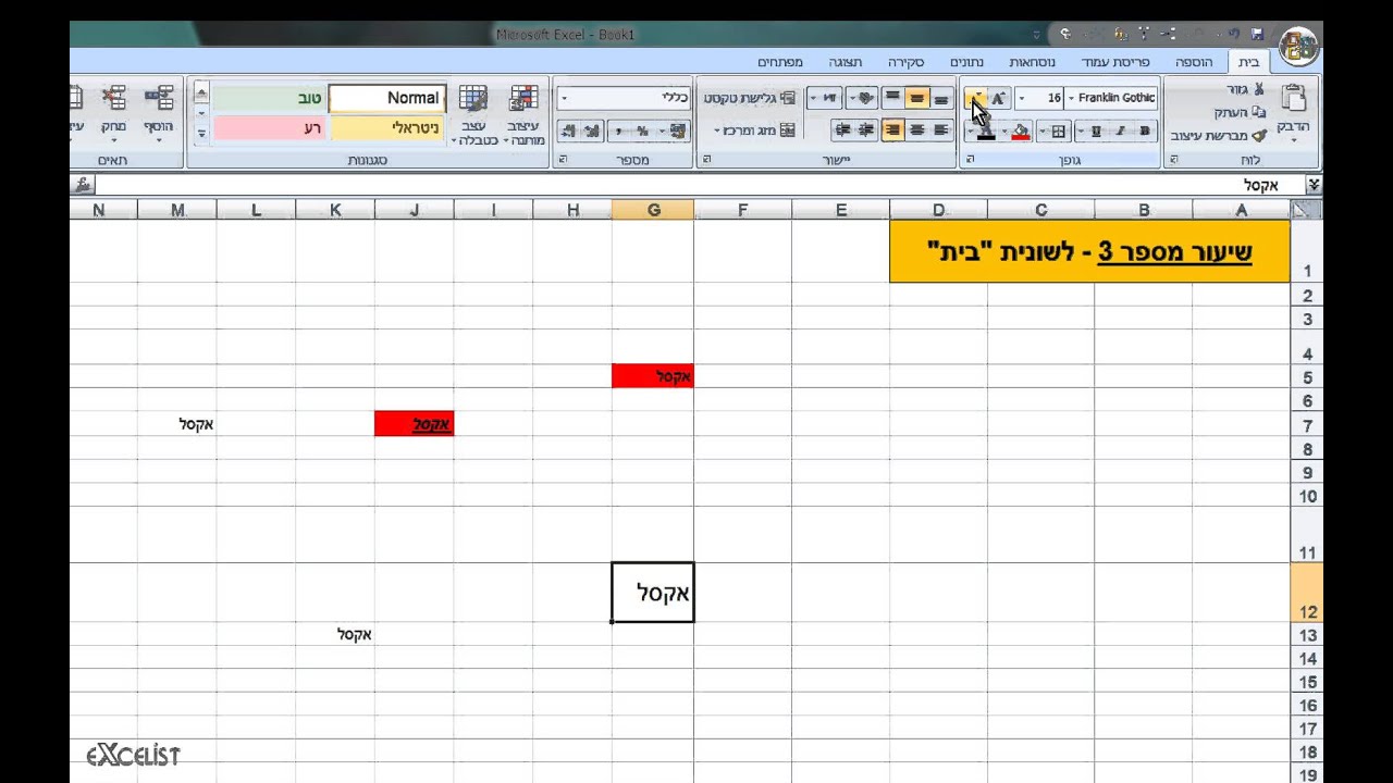 לימוד אקסל שיעור 3 - מושגי בסיס - חלק ב' (אקסל למתחילים)