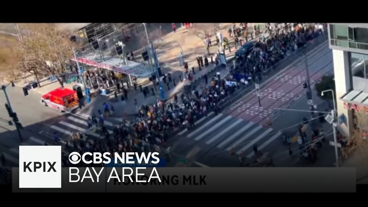 Thousands of People Marching in the Streets of San Francisco Honoring MLK