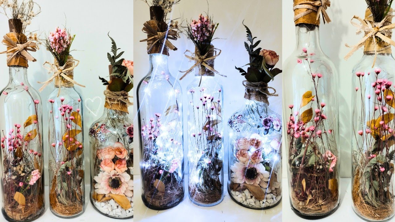 3 Ideias com garrafas de vidro - Lumin&aacute;rias com fio de fada