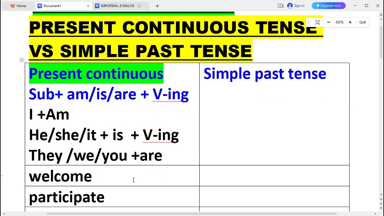 ENG-ONLINE-LESSONS- TENSES- SIMPLE PAST  AND PRESENT CONTINUOUS TENSE: ድሕሪ መግለጺ ኣብ መወዳእታ ዝስራሕ ኣሎ
