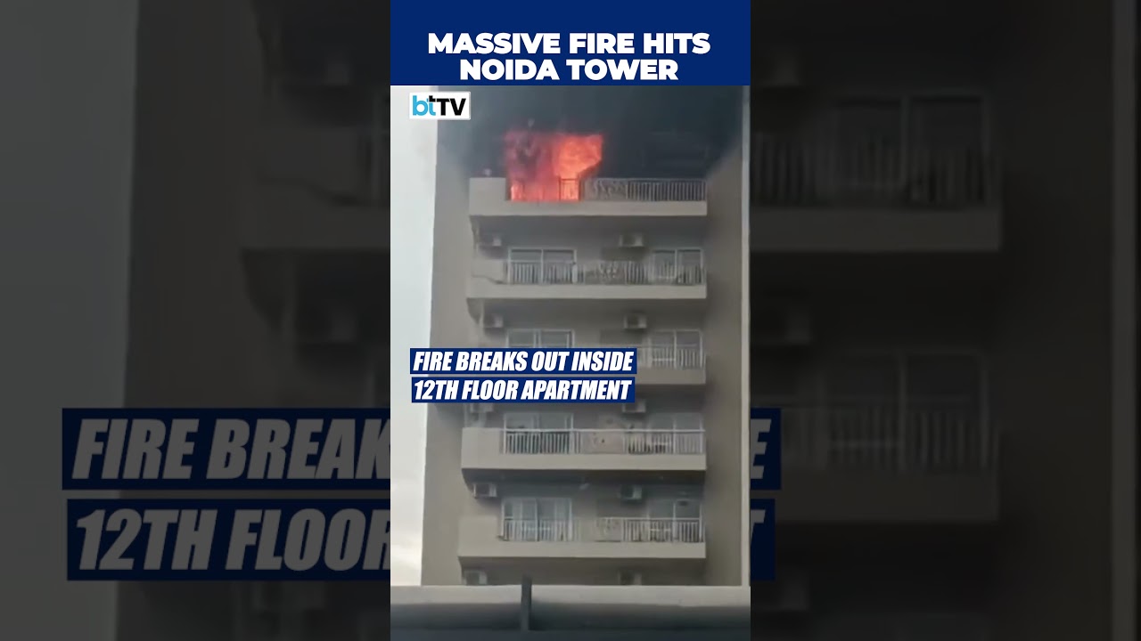Massive Fire Erupts On The 12th Floor Of Ivy County Society's Apartment In Noida