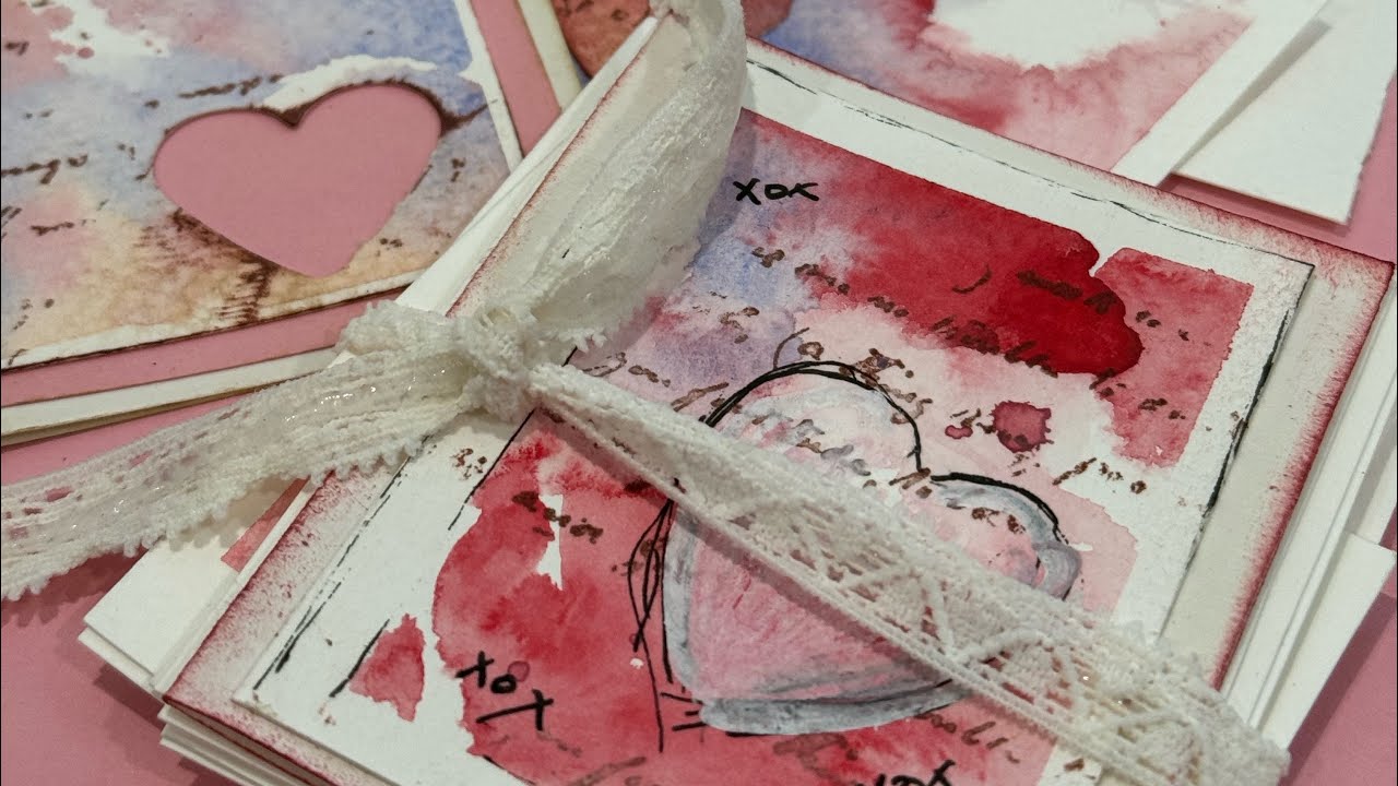 Watercolour Valentine’s Day mini cards (updated video)